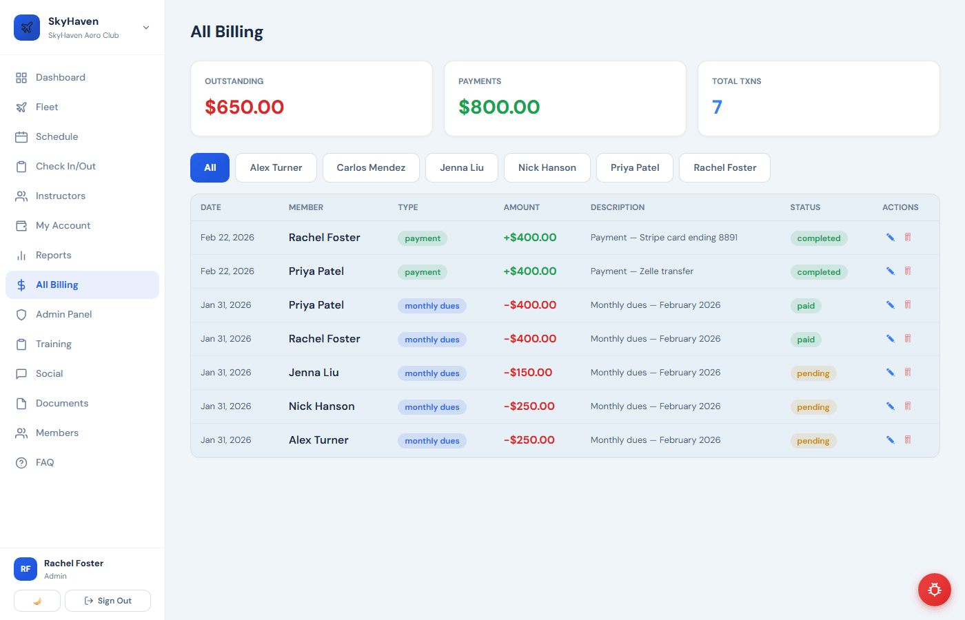 Pilot Currency & Medical screenshot from the Airmates platform