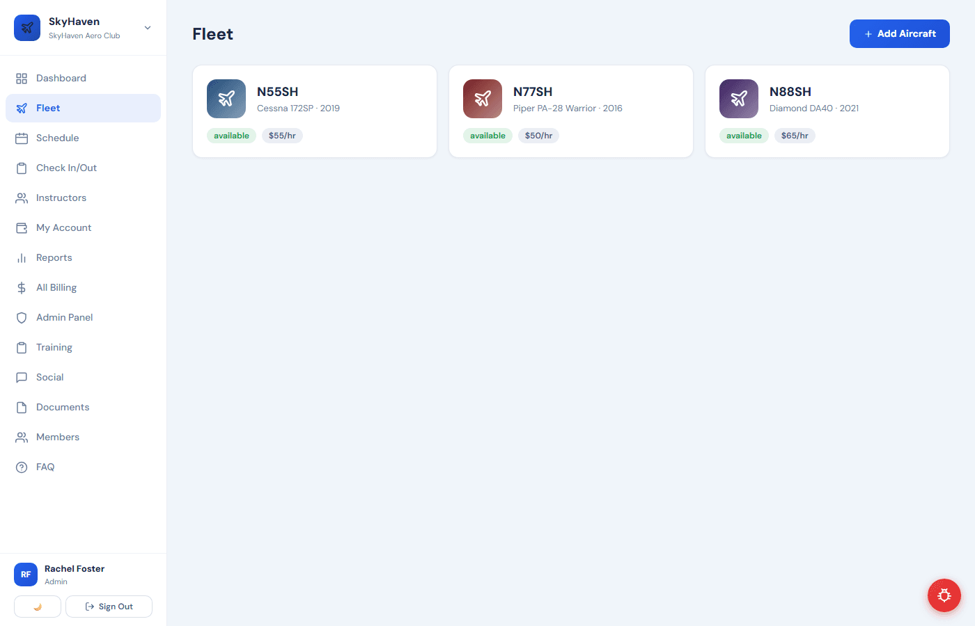 Fleet Management screenshot from the Airmates platform